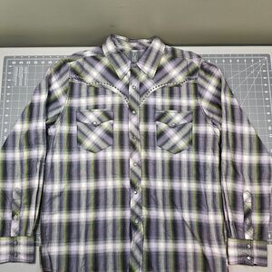 Southern Thread Shirt Large Plaid Rooster Western Pearl Snap Cowboy Retro Rodeo